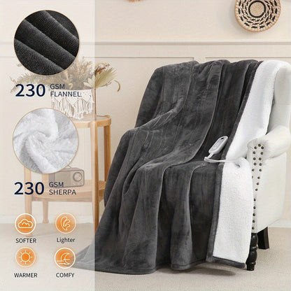 Electric Heated Blanket Flannel Extra Large with 8 Temperature Levels 10-Hour Auto-Off PTC+NTC Overheat Protection Machine Washable – Throw Twin Full Queen King Sizes