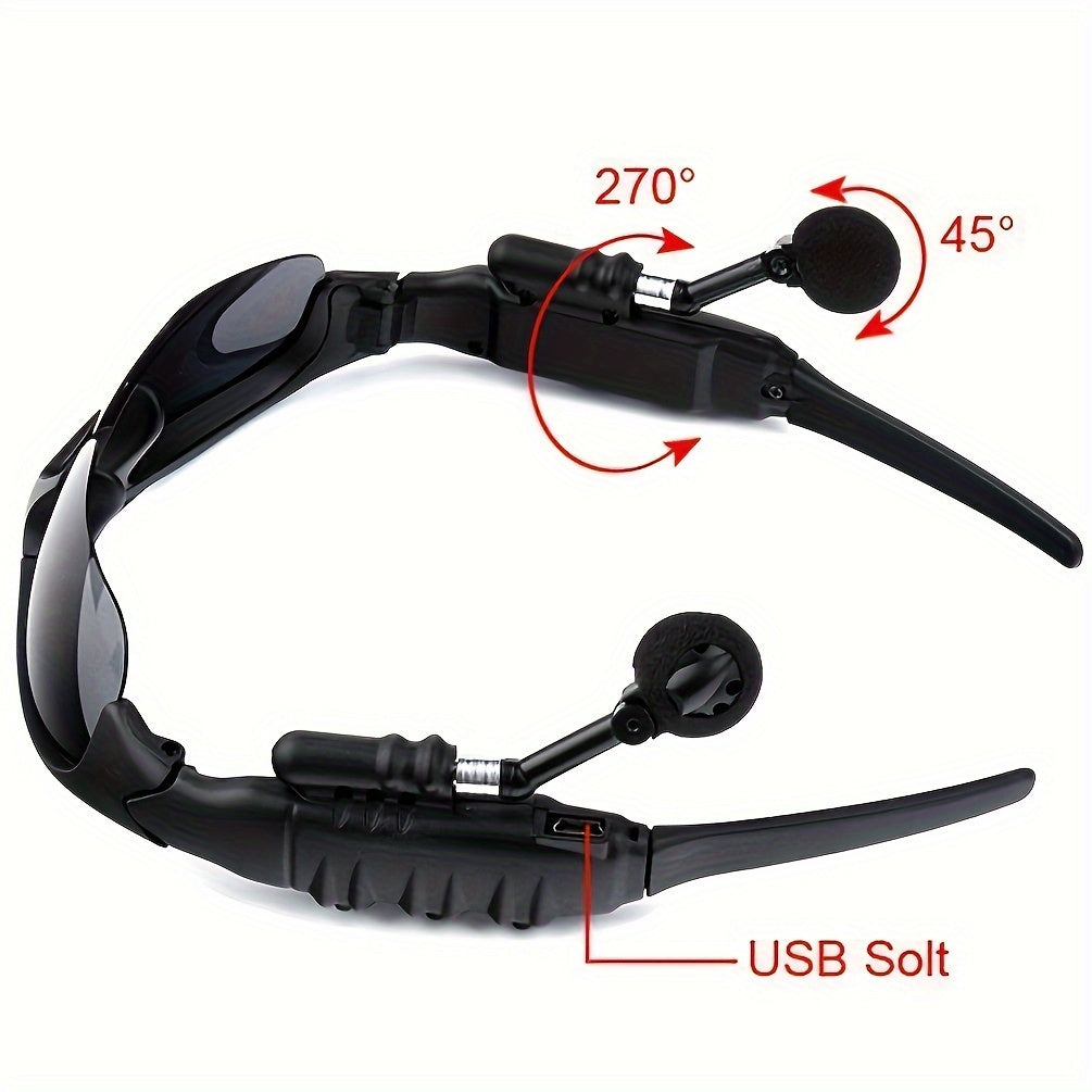 Bluetooth 5.4 Smart Audio Glasses Wireless Headset – Hands-Free Calls & Music, Built-In Condenser Mic, Volume Control, USB Charging, 80mAh Battery, Open Ear Wearable Tech Eyewear for Men & Women