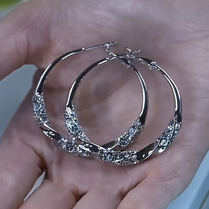 925 Sterling Silver Oversized Hoop Earrings for Women – Minimalist Large Round Hoops, Vintage Elegant Daily & Party Fashion Jewelry Gift for Her