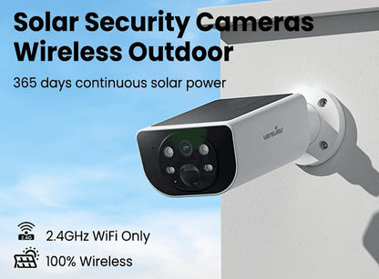 Wansview Solar Security Camera Outdoor Wireless 2K HD – Color & Infrared Night Vision, PIR AI Motion Detection, Two-Way Audio, IP65, SD Card & Cloud Storage, Alexa & Google Home Compatible, 1-4 Pack