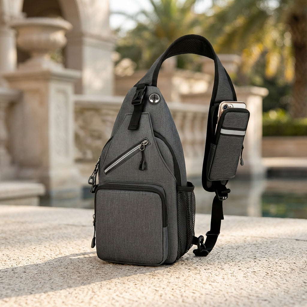 Large Capacity Crossbody Shoulder Bag for Men & Women – Multi-Purpose Embroidered Sports Style Travel Bag with Secure Zipper, Hands-Free Daily Commute & Outdoor Use, Multiple Colors