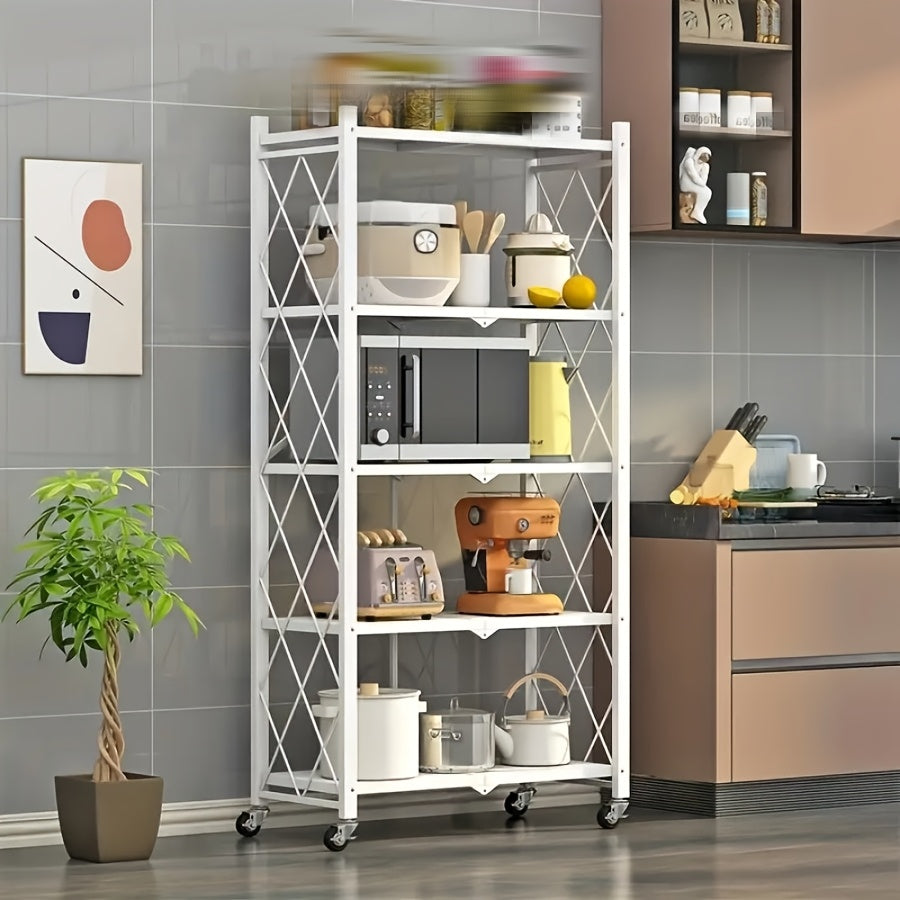 Bookshelf Shelving Unit with Wheels – 3, 4 & 5-Tier Portable Floor Standing Storage Rack for Office & Home, Multi-Layer Rolling Shelf Organizer, Easy Assembly – Black & White
