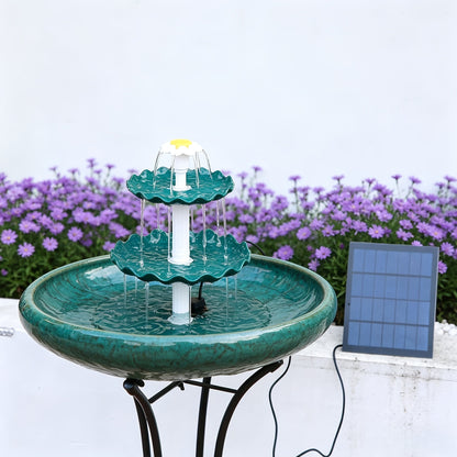 3-Layer Solar Bird Bath Fountain 3.5W – Outdoor Garden Courtyard Decor Solar Powered Fountain Pump, No Wiring Needed, Dark Green Light Blue or Fountain-Only, Single & Three Tier Options