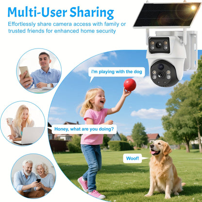 4G LTE Solar Security Camera Outdoor 8MP – 360° Pan Tilt Dual Lens, IP65 Weatherproof, PIR Motion Detection, Color Night Vision, Two-Way Audio & App Control, US Networks Only, No WiFi Required