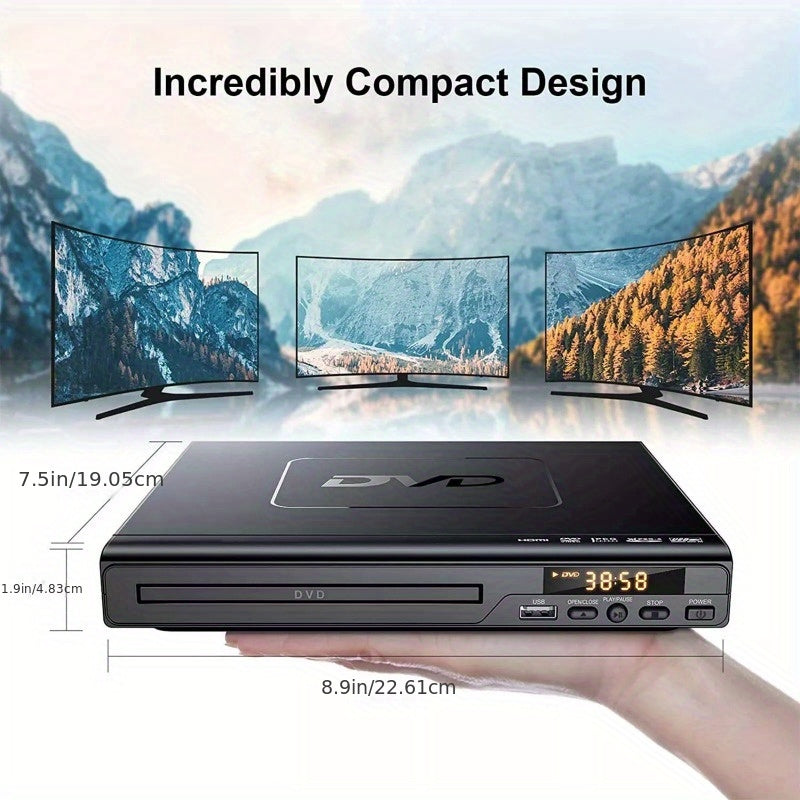 DVD Player All Region Free – USB Port, AV Output, Remote Control, Plays DVD VCD CD-R MP3, Compatible with TV & Home Theater, US Plug, Great Gift