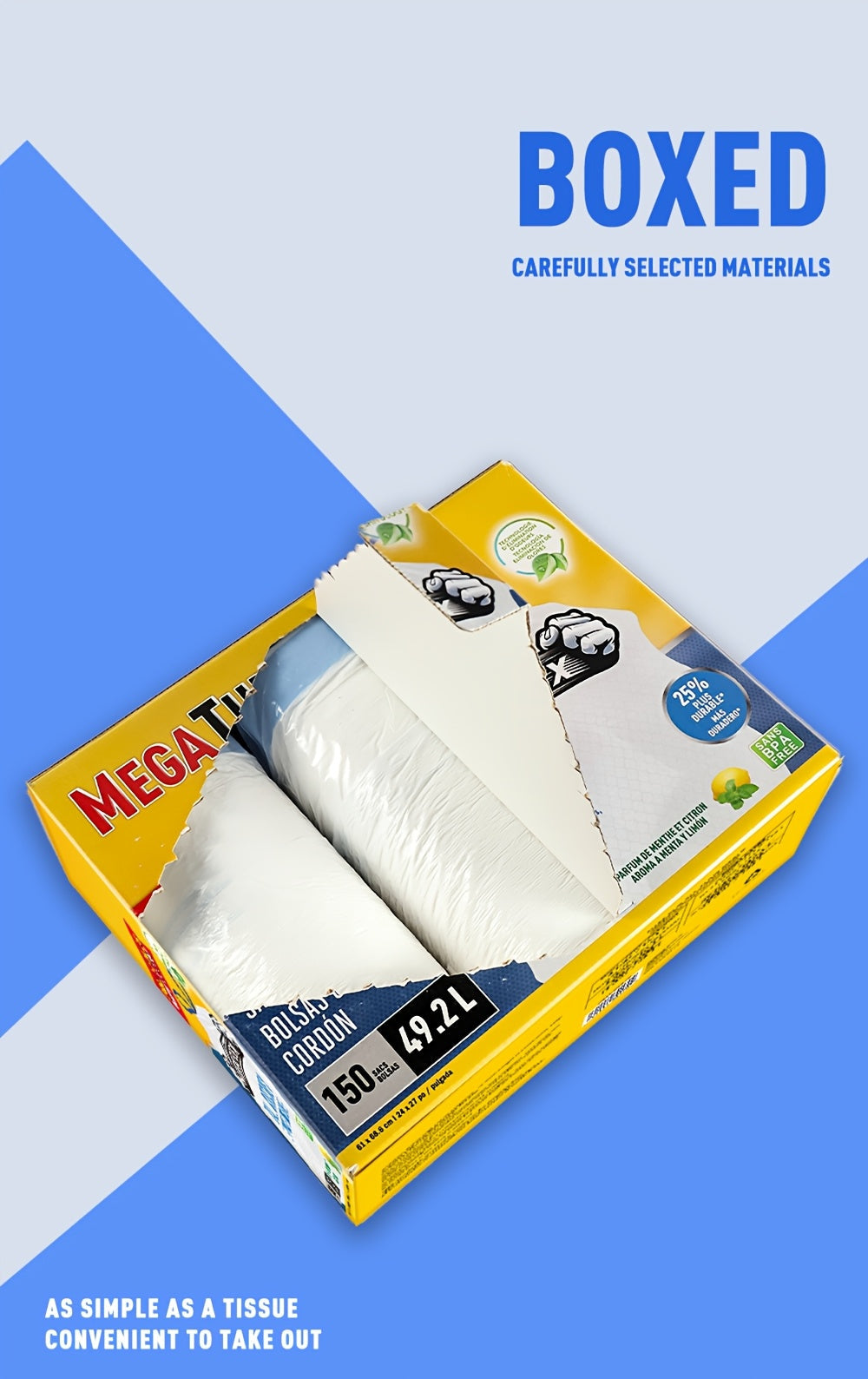 13 Gallon Drawstring Kitchen Trash Bags with Odor Eliminator – Puncture & Tear Resistant Disposable Garbage Bags, Lemon Mint Fresh Scent, Available in 78-Count & 150-Count Boxes
