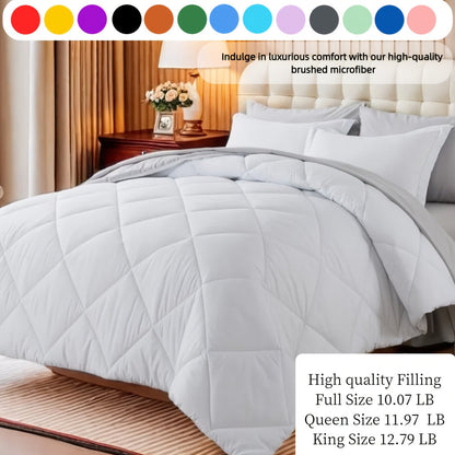 7 Piece Comforter Set Queen King Size – Soft Microfiber Pinch Pleated Bed in a Bag with Comforter, Fitted Sheet, Flat Sheet & 4 Pillowcases, All-Season Bedding Set for Home & Dorm