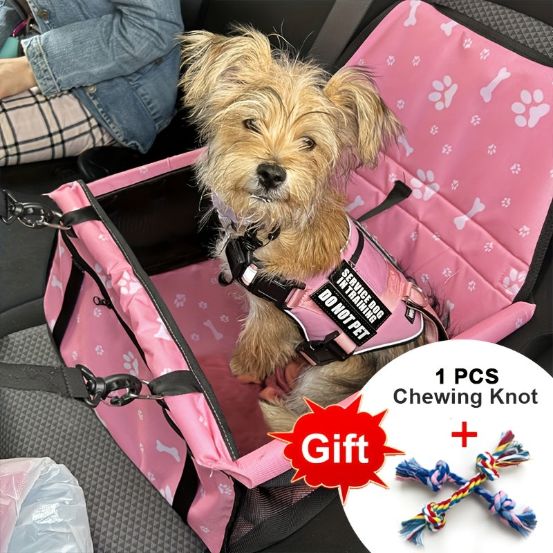 Dog Car Booster Seat & Travel Carrier for Small Dogs and Cats – Foldable Oxford Breathable Pet Carrier with Safety Leash, Adjustable Straps & Elevated Window View, Large 16x13x9.5 Inch