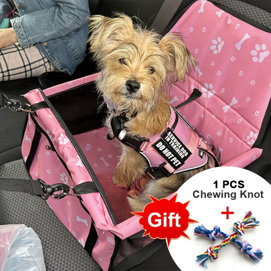 Dog Car Booster Seat & Travel Carrier for Small Dogs and Cats – Foldable Oxford Breathable Pet Carrier with Safety Leash, Adjustable Straps & Elevated Window View, Large 16x13x9.5 Inch