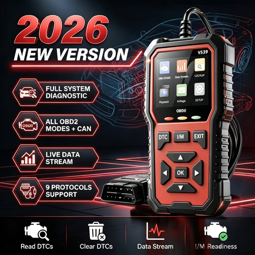 V539 OBD2 Scanner – Full Engine Code Reader with 6 Reset Modes, Battery Voltage Test, Reads & Clears Codes Without Battery – Compatible with All OBD2/EOBD Vehicles 1996 & Newer