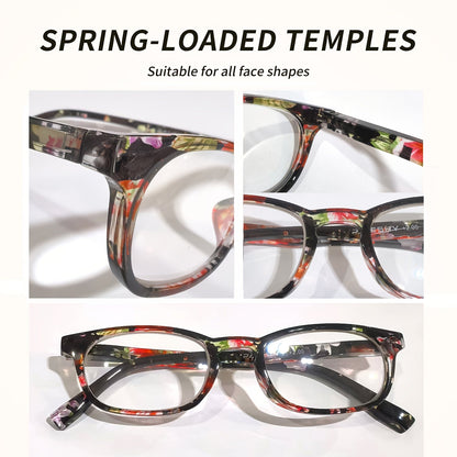 6-Pair Blue Light Blocking Reading Glasses for Women & Men - Oval Full-Frame PC Readers with Anti-Glare Lenses, +1.00 to +4.00 Strengths for Computer Office & Reading, Comfortable Spring Hinge