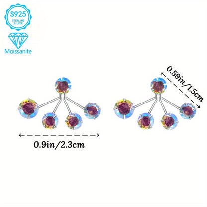 925 Sterling Silver Colorful Moissanite Torus Hoop Earrings for Women – Unique Boho Dazzling Design, Hypoallergenic Cute Delicate Jewelry for Party Daily Wear Christmas Festival Gift
