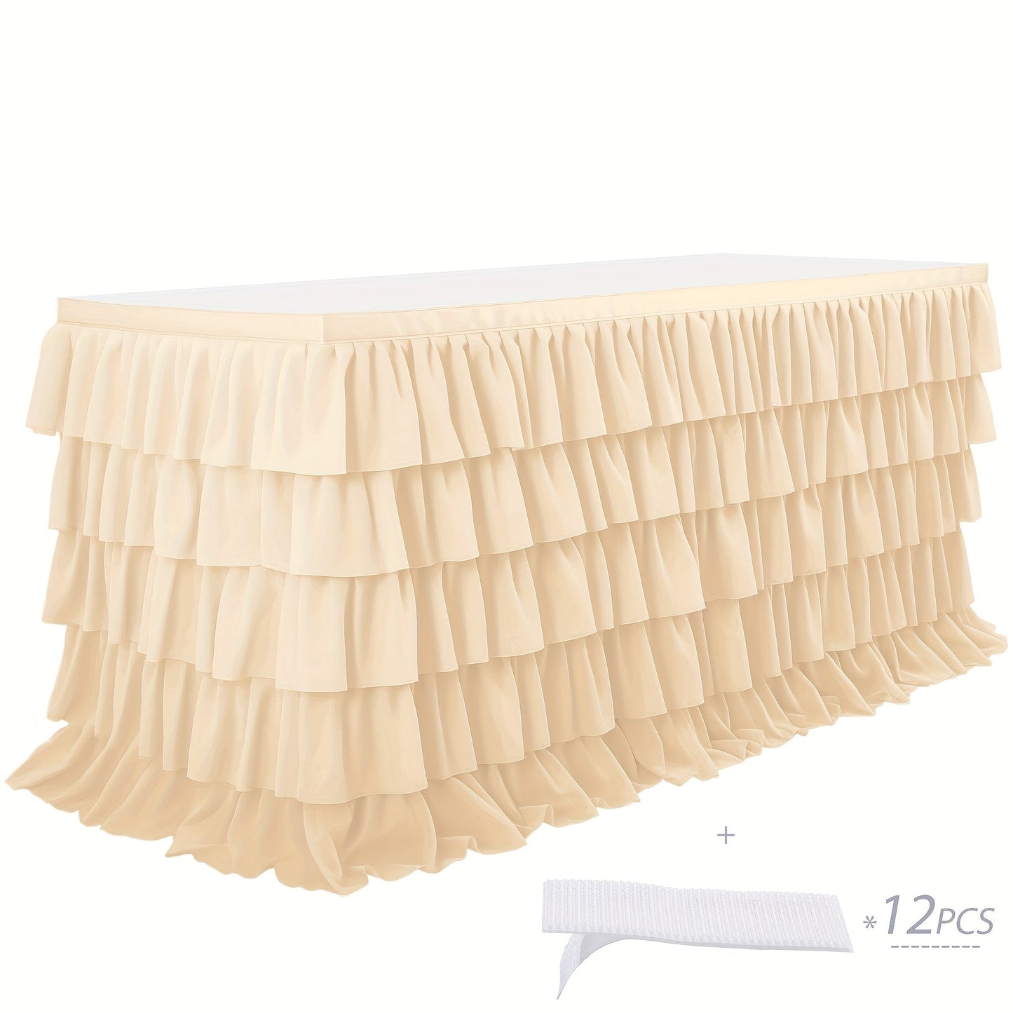 6ft Tulle Tutu Table Skirt – Chiffon Ruffle Table Skirting for Birthday Party, Wedding, Bridal Shower, Girls Party & Holiday Decor – Easy Hook & Loop Install, 12 Colors (72"L x 30"H)