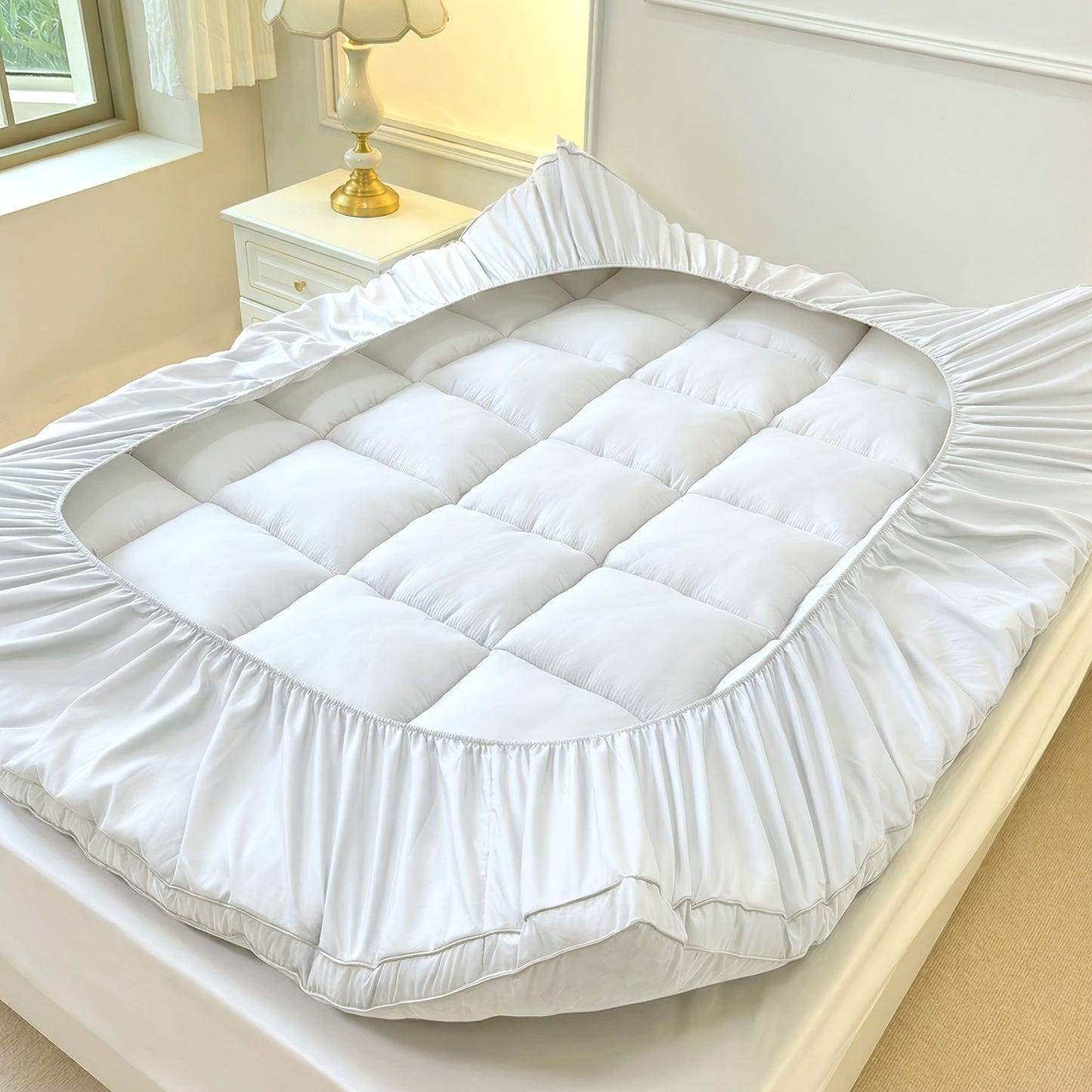 Quilted Pillow Top Mattress Topper 1000GSM Cooling - Fitted Mattress Cover Deep Pocket 8-21", Soft Mattress Protector for Twin Full Queen King Cal King