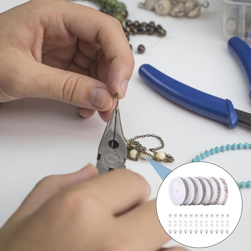 304 Stainless Steel Chain Jewelry Making Kit 10 or 15 Rolls 74-75 Feet with Lobster Clasp Toggle Clasp Set for DIY Bracelets Necklaces Anklets Handmade Jewelry Supplies Gold Rose Gold