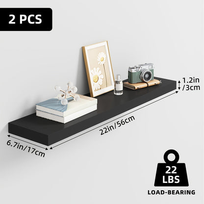 Floating Wall Shelves Wood 2/4/6 Pack 15.7 19.7 22 Inch Wall Mounted Shelves for Living Room Kitchen Bathroom Bedroom Holds 30 lbs Walnut Brown White Black Gray Home Decor Storage