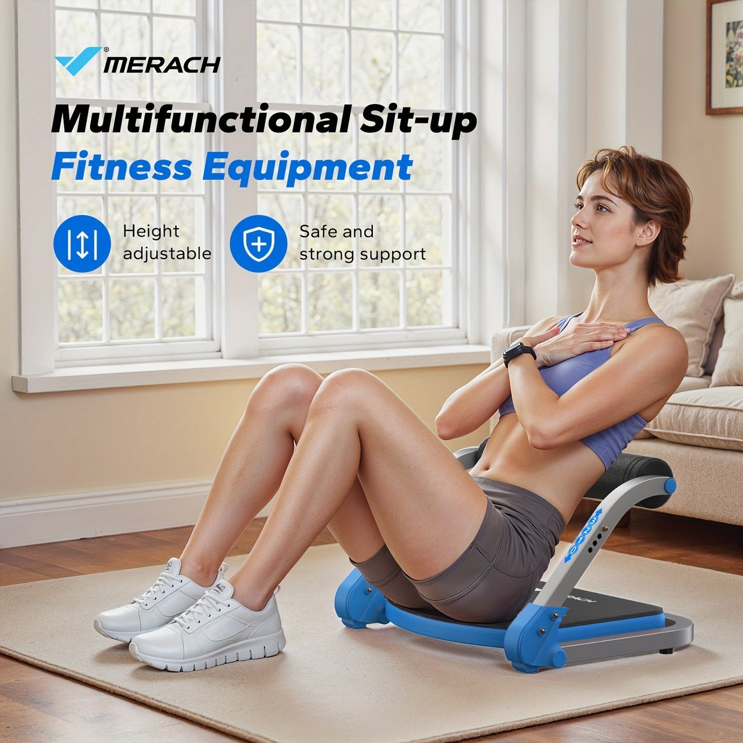 Multifunctional Ab Trainer Machine for Home Gym – Core Strength, Waist Slimming & Belly Fat Workout Equipment for Men & Women – Red & Blue