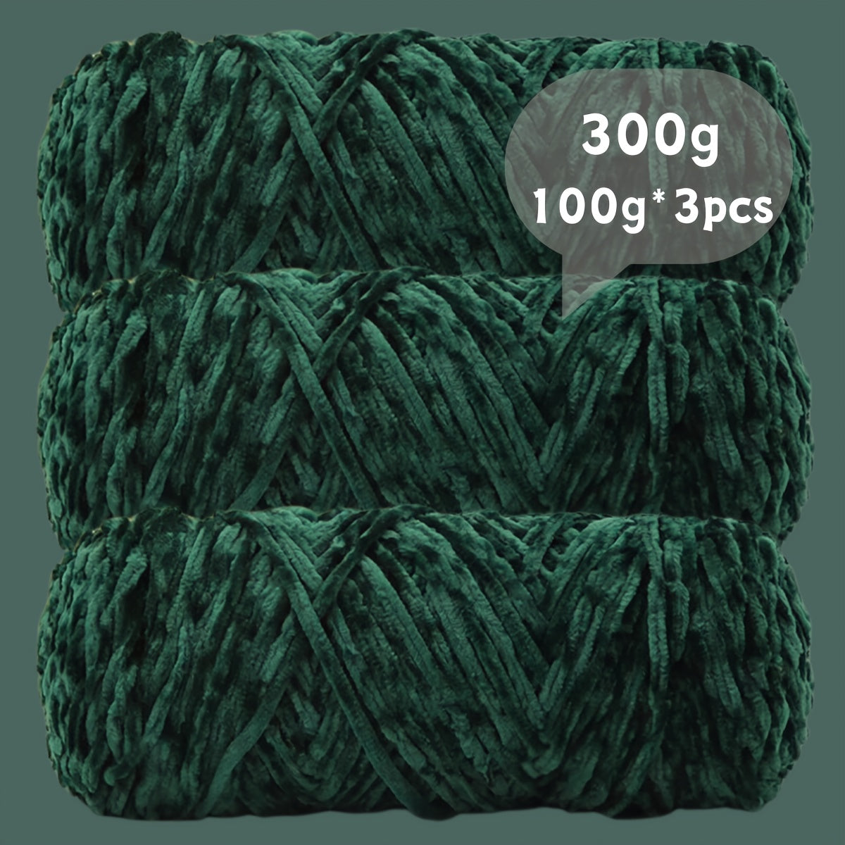 Velvet Chenille Yarn 3-Pack 300g (100g x3) Soft Bulky Knitting Crochet Yarn 47 Colors Beginner Friendly Luxury Handcraft for Sweaters Scarves Hats Dolls Bags Amigurumi DIY Projects