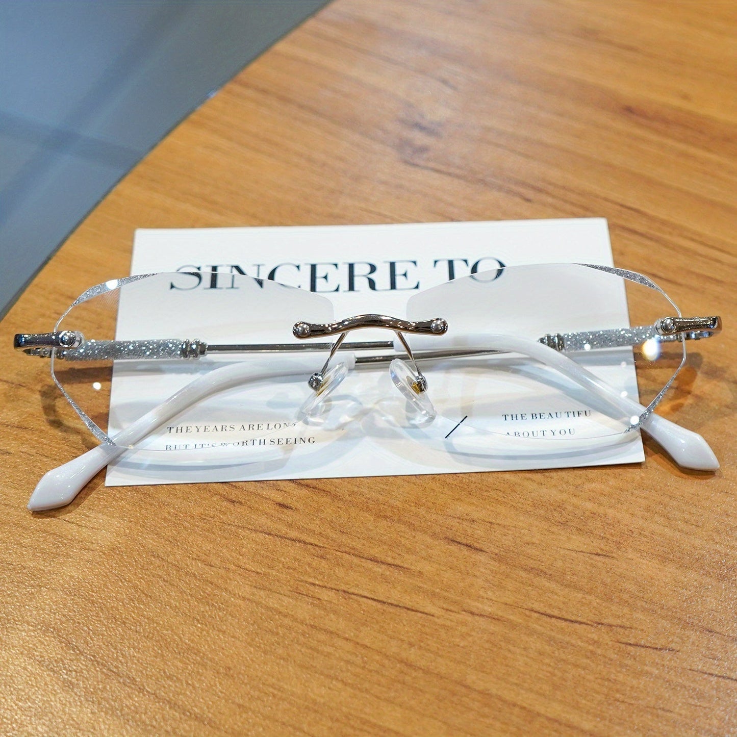 3-Pack Women's Rimless Reading Glasses with Diamond-Inlaid Edges Anti-Glare Lenses Lightweight PC Frame +1.0 to +4.0 Diopters for Phones Computers Books Christmas Gift