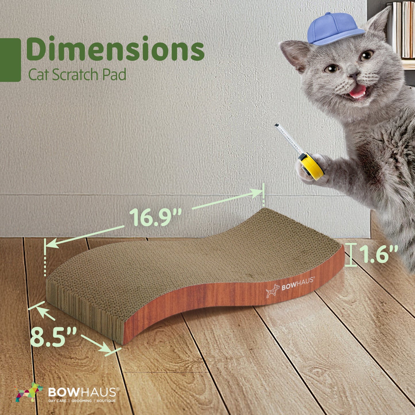 CAPHAUS Reversible Cat Scratcher Lounger – Large 5-Layer High-Density Cardboard Scratching Pad & Board, 16.9 x 8.5 Inch, Protects Furniture, Fits Multi-Cat Households & Large Paw Breeds