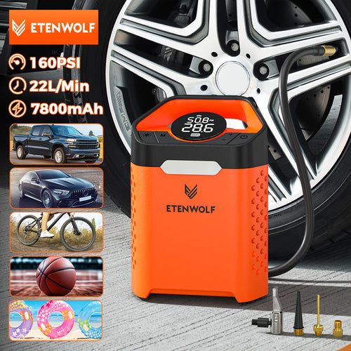 Portable Tire Inflator Air Compressor – 1-Min Fast Inflation, 100% Duty Cycle, USB Rechargeable, Digital Display, Heavy Duty for Car Tires, Bikes & Balls
