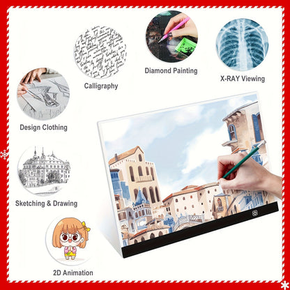 A2 LED Light Box Tracing Board – Dimmable Touch Control Ultra-Thin Light Pad for Diamond Painting, Sketching, Animation, Tattoo Transfer & Streaming, USB Powered, Eye-Care LEDs, Mac/PC Compatible | Velora