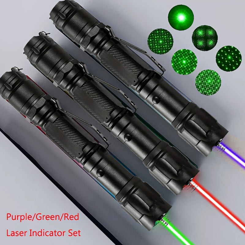 High Power Laser Pointer with Battery and Charger Set Red Green Purple Tactical Laser Flashlight for Indoor Presentations Outdoor Camping Hiking Stargazing Long Range Beam