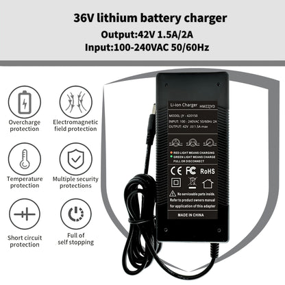 42V 2A Fast Charger Compatible with Gotrax GXL V2 S2 Electric Scooter, 36V Lithium Battery Charger for Hoverboard Self-Balancing Scooter, LED Indicator Safe Charging Power Adapter – Not for Lead-Acid