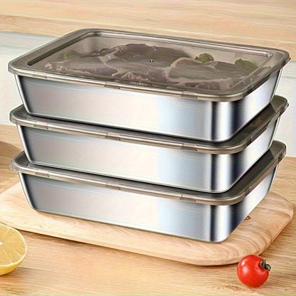 Stainless Steel Food Storage Containers with Lids 5-Pack, Reusable Airtight Meal Prep Containers, Durable Baking Trays for Picnic, Refrigerator Organization & Lunch Prep – BPA-Free Kitchen Storage Set