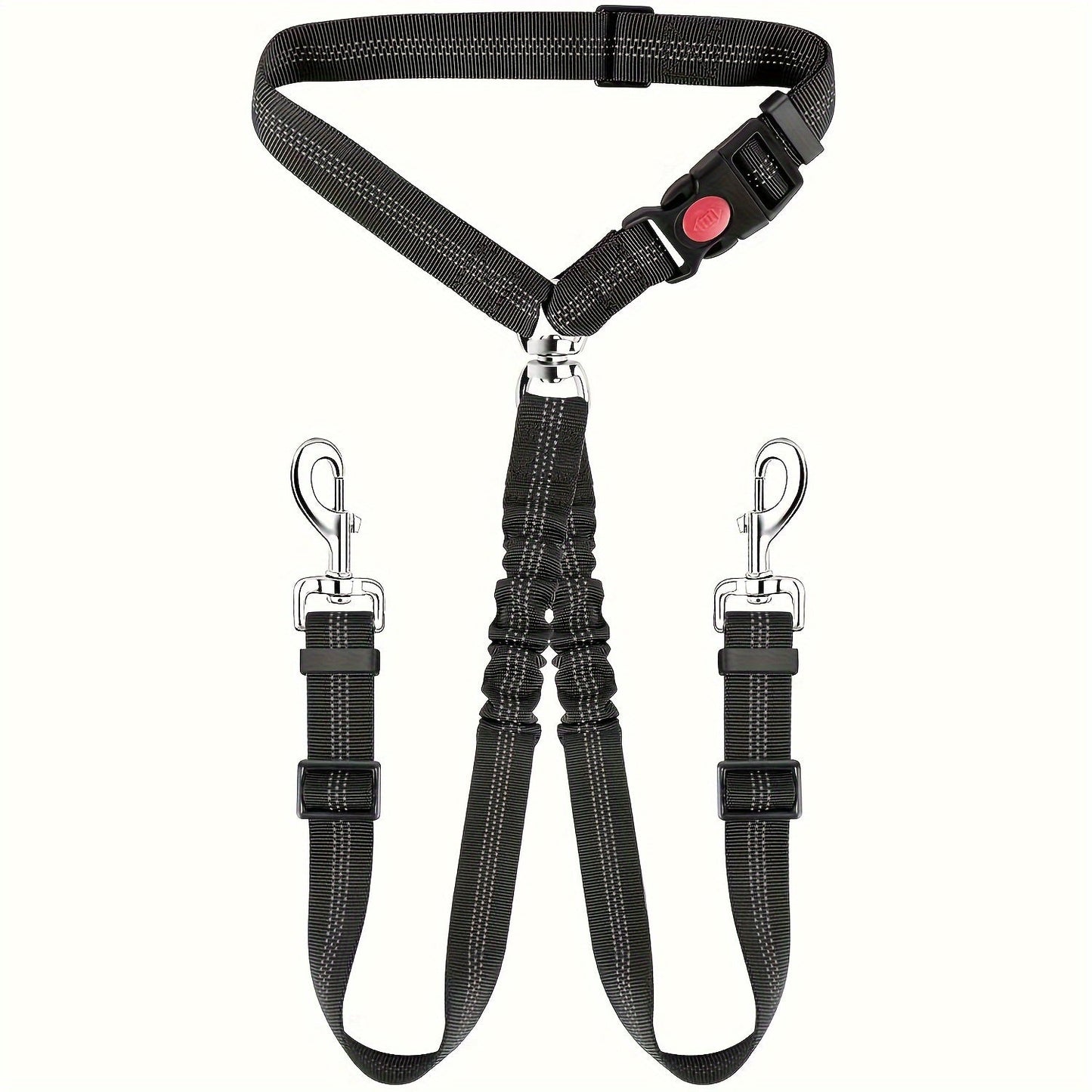 Dual Dog Car Seat Belt for 2 Dogs No-Tangle Headrest Restraint Adjustable Bungee Pet Safety Harness for Small Medium Large Dogs Car Travel