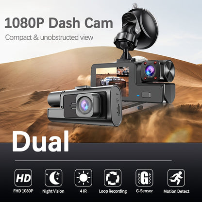 1080P Dual Channel Dash Cam Front & Rear 170° Wide Angle with Super Night Vision Loop Recording G-Sensor Wi-Fi – FHD Car DVR Dashboard Camera Tachograph for Cars Trucks SUVs