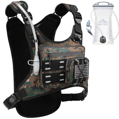 Running Hydration Vest with 3L Water Bladder Lightweight Adjustable Chest Pack Reflective Gear Holder for Men Women Marathon Trail Running Hiking Black Gray Camo Olive