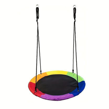 40 Inch Outdoor Saucer Swing – 900 LB Capacity Disc Swing with 900D Waterproof Oxford Fabric & Hanging Strap, Kids & Adults Backyard Tree Swing, Patio Leisure Swing (Multicolor)