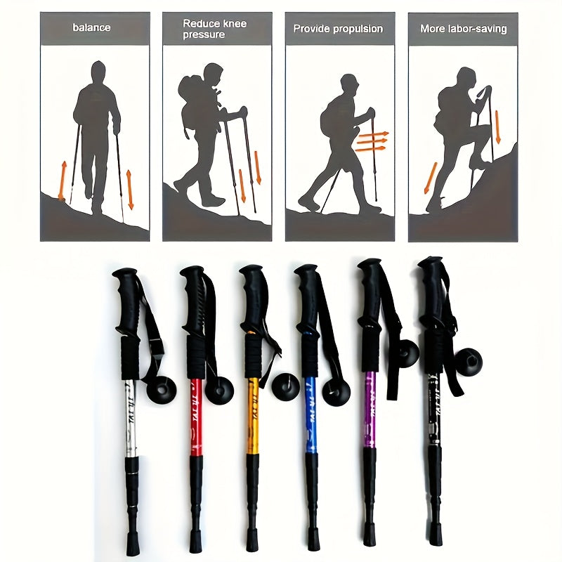 Foldable Aluminum Alloy Hiking Stick Adjustable Trekking Pole with Quick-Lock for Men & Women – Lightweight, Collapsible Walking Stick for Hiking, Backpacking & Trail Walking Outdoor Accessories