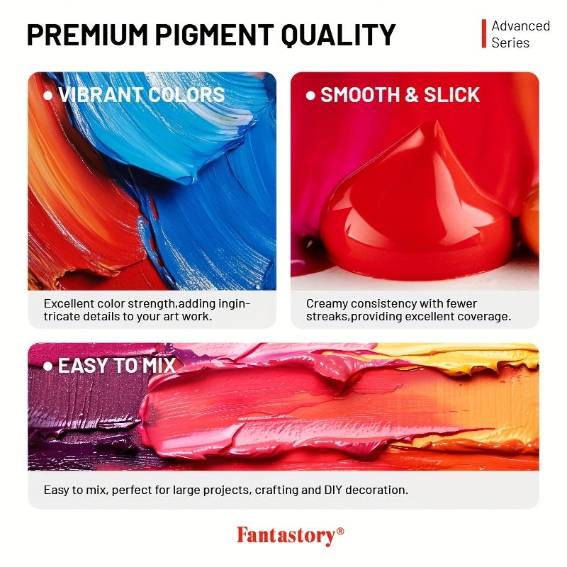 Professional Acrylic Paint Set 24 Colors 2oz/60ml Large Volume with 12 Brushes – Rich Pigment Thick Acrylic Paints for Canvas, Wood, Rock, Glass & Ceramic – Art Supplies for Beginners & Artists