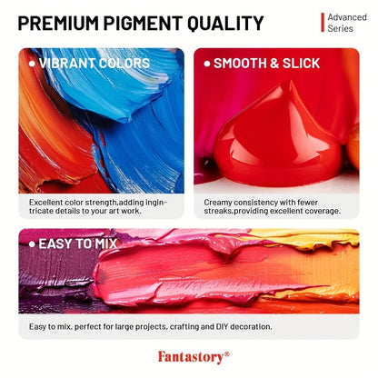 Professional Acrylic Paint Set 24 Colors 2oz/60ml Large Volume with 12 Brushes – Rich Pigment Thick Acrylic Paints for Canvas, Wood, Rock, Glass & Ceramic – Art Supplies for Beginners & Artists