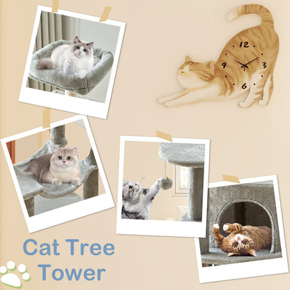44-Inch Cat Tree Tower for Indoor Cats with Condo, Hammock & Natural Sisal Scratching Posts – Multi-Level Cat Furniture with Perches & Pet House for Multiple Cats, 5 Colors