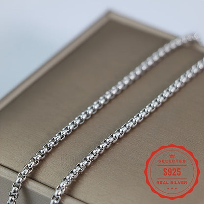 925 Sterling Silver Box Chain Necklace – Lobster Clasp, 20 22 24 Inch, Elegant Pendant Chain for Women & Men, Tarnish-Resistant Silver Necklace for Parties, Gifts & Everyday Wear
