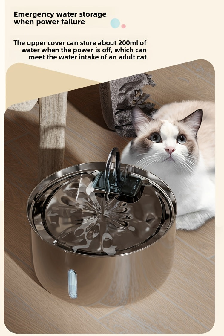 Stainless Steel Pet Water Fountain 236oz 7L Automatic Cat & Dog Water Dispenser with Replacement Filters USB Powered Water Level Window – FT007 Model