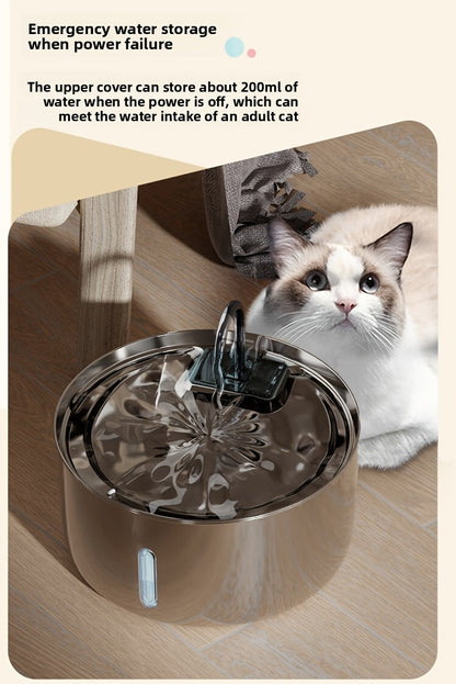 Stainless Steel Pet Water Fountain 236oz 7L Automatic Cat & Dog Water Dispenser with Replacement Filters USB Powered Water Level Window – FT007 Model