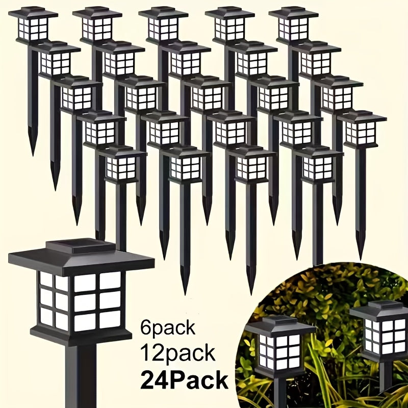 Solar Outdoor Garden Lights 6/12/24 Pack IP44 Waterproof | Warm White Colorful LED Landscape Pathway Lights for Yard Courtyard Patio Holiday Decoration – Auto On/Off