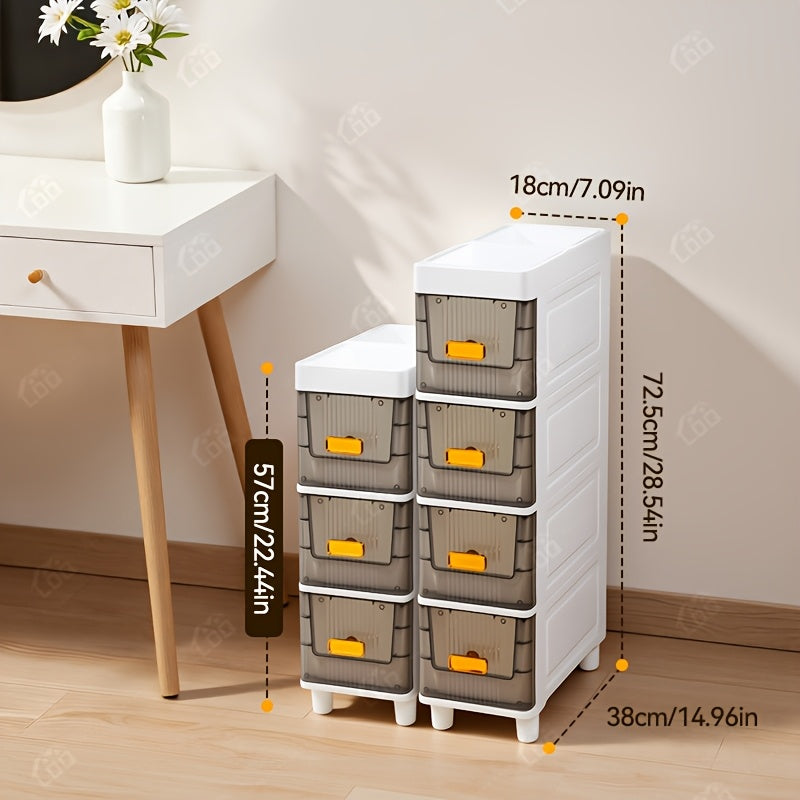 Slim Rolling Storage Cabinet with Drawers and Wheels Waterproof PP Organizer 3 4 5 6 Tier for Bathroom Kitchen Bedroom Small Spaces – Narrow Drawer Unit