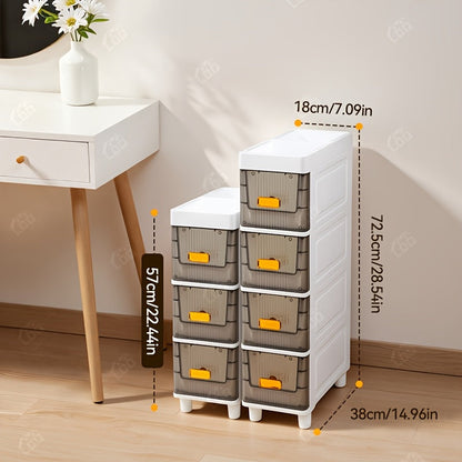 Slim Rolling Storage Cabinet with Drawers and Wheels Waterproof PP Organizer 3 4 5 6 Tier for Bathroom Kitchen Bedroom Small Spaces – Narrow Drawer Unit