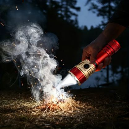 Tactical Flashlight with Fresnel Fire Starter – 4500 Lumen Aluminum Alloy, 1000m Beam, Rechargeable 21700 3000mAh Battery, Portable Compact High Brightness for Camping, Survival & Emergency