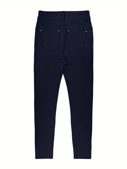 Women's High Waist Stretch Skinny Jeans Metal Button Street Style Slim Fit Denim Pants 10 Colors S-XXL Everyday Wear