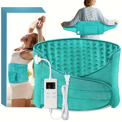 Electric Heating Belt for Back Pain Relief 12x24 Inch – 6 Heat Levels 104-149°F, 6-Hour Auto Shutoff, 4 Timers, Adjustable 24-45 Inch Waist, Washable Heated Waist Pad for Men and Women