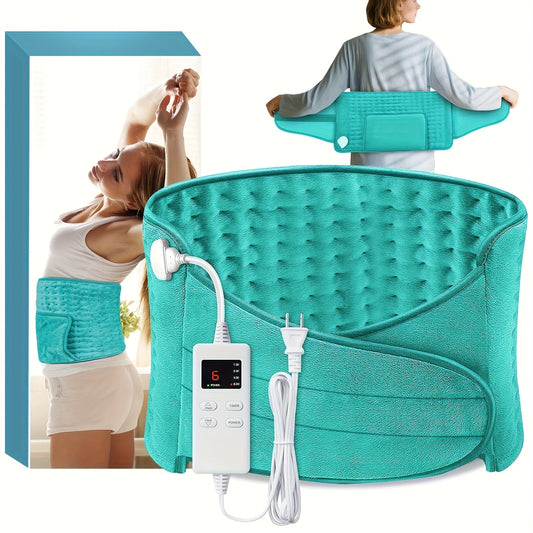 Electric Heating Belt for Back Pain Relief 12x24 Inch – 6 Heat Levels 104-149°F, 6-Hour Auto Shutoff, 4 Timers, Adjustable 24-45 Inch Waist, Washable Heated Waist Pad for Men and Women