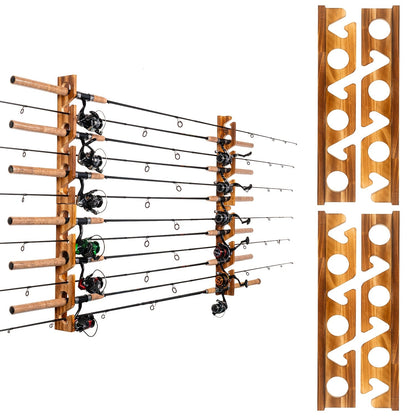 Fishing Rod Holder Wall & Ceiling Mount Rack – Space-Saving Garage Storage Organizer for 6, 12, 16 or 24 Fishing Poles, Fishing Gear Equipment Organizer Gift for Men & Women