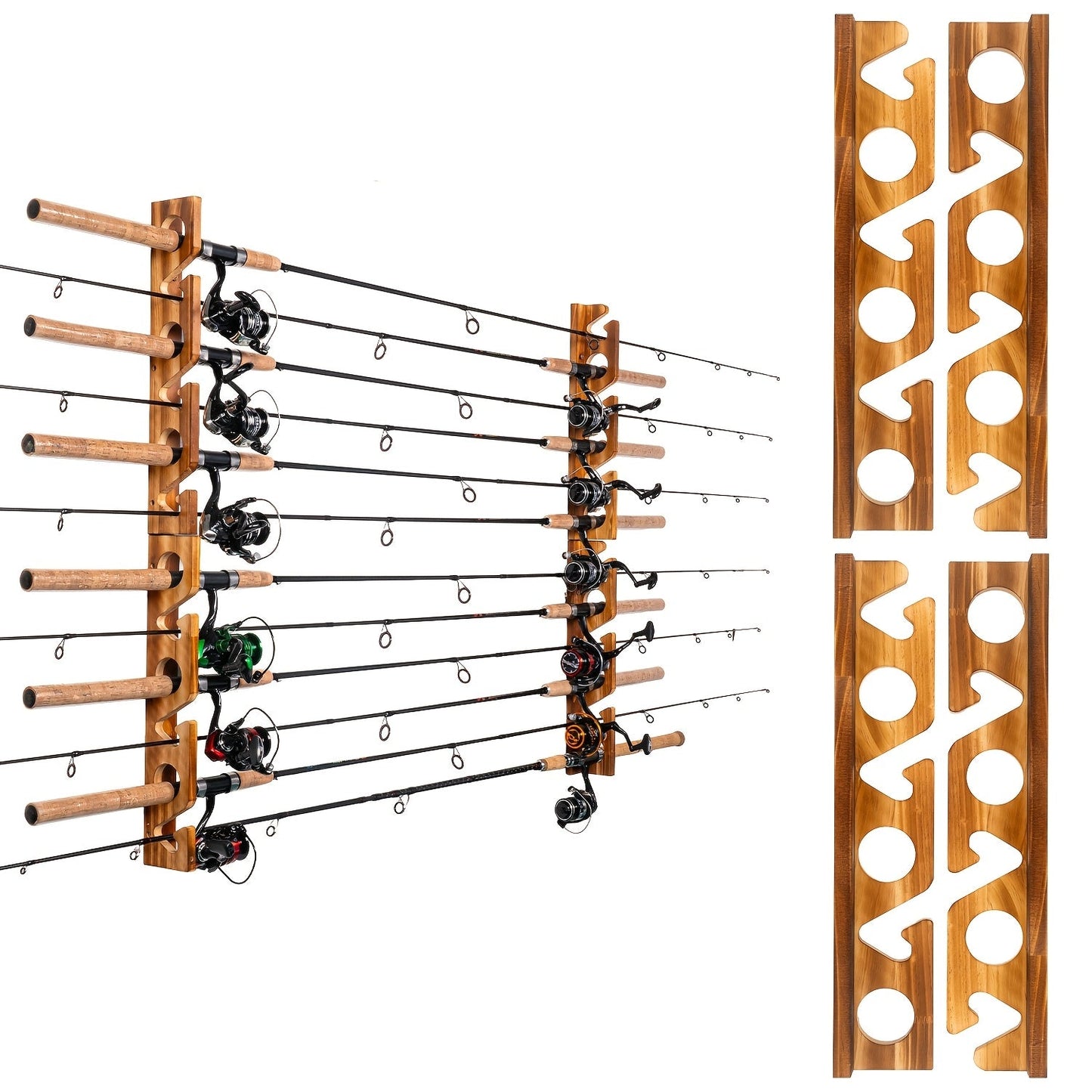 Fishing Rod Holder Wall & Ceiling Mount Rack – Space-Saving Garage Storage Organizer for 6, 12, 16 or 24 Fishing Poles, Fishing Gear Equipment Organizer Gift for Men & Women