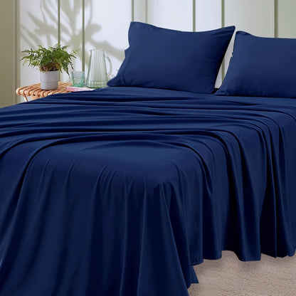4-Piece Microfiber Bed Sheet Set Deep Pocket – Ultra Soft Breathable Hotel-Grade Sheets, Fade & Shrink Resistant, All Season, Twin Full Queen King, Multiple Colors